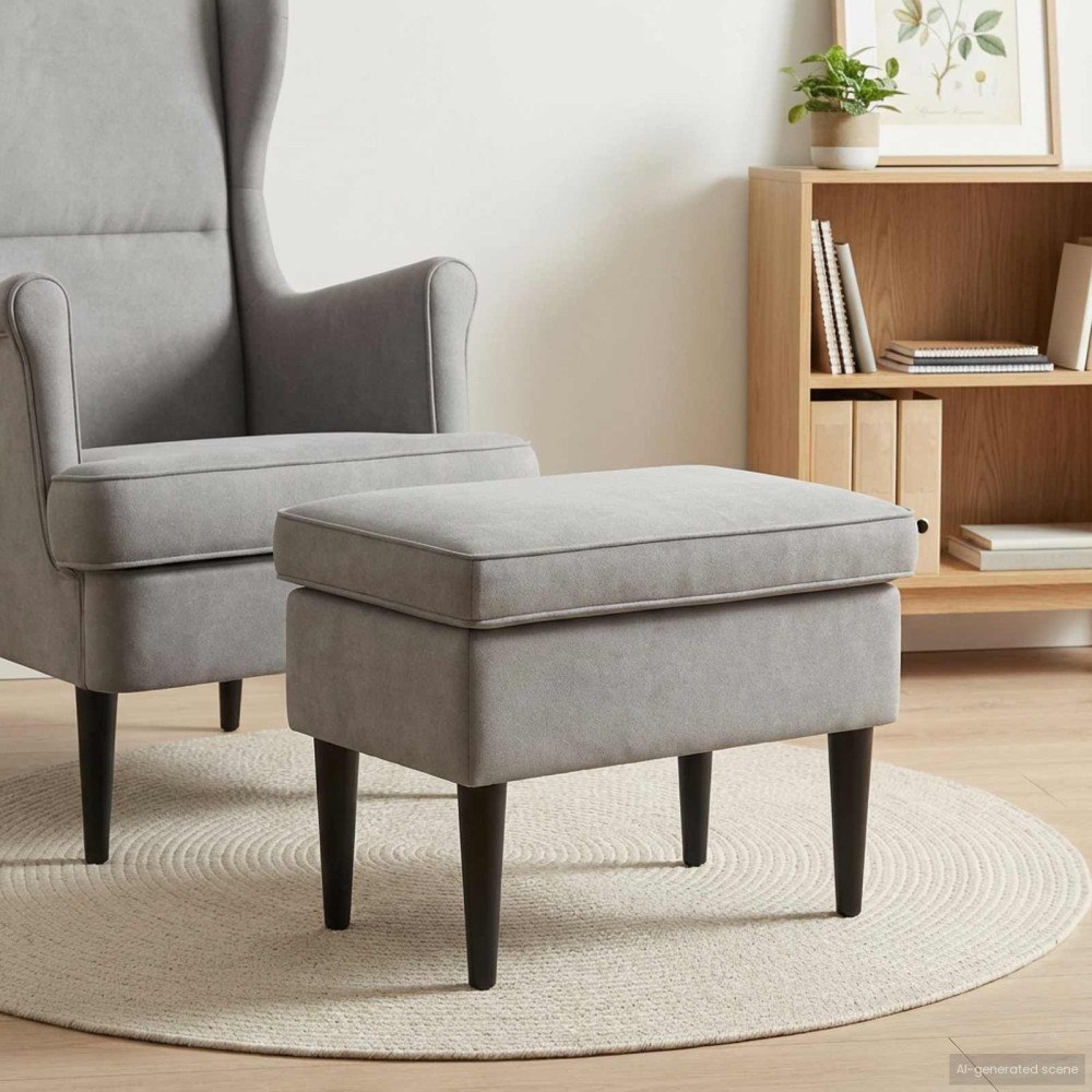 vidaXL Fotpall Ljusgrå 55 x 35 x 41 cm Sammet