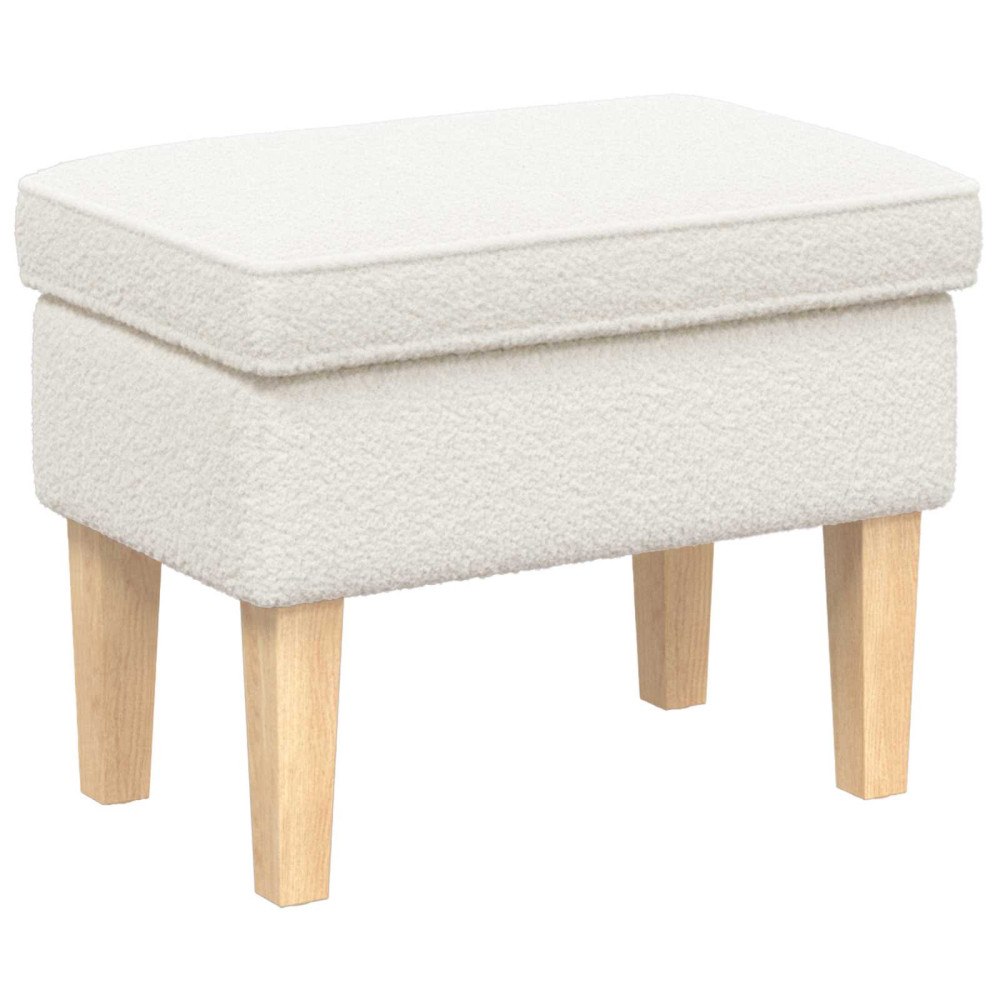 vidaXL Fotpall Gräddvit 55 x 35 x 41 cm Bouclé