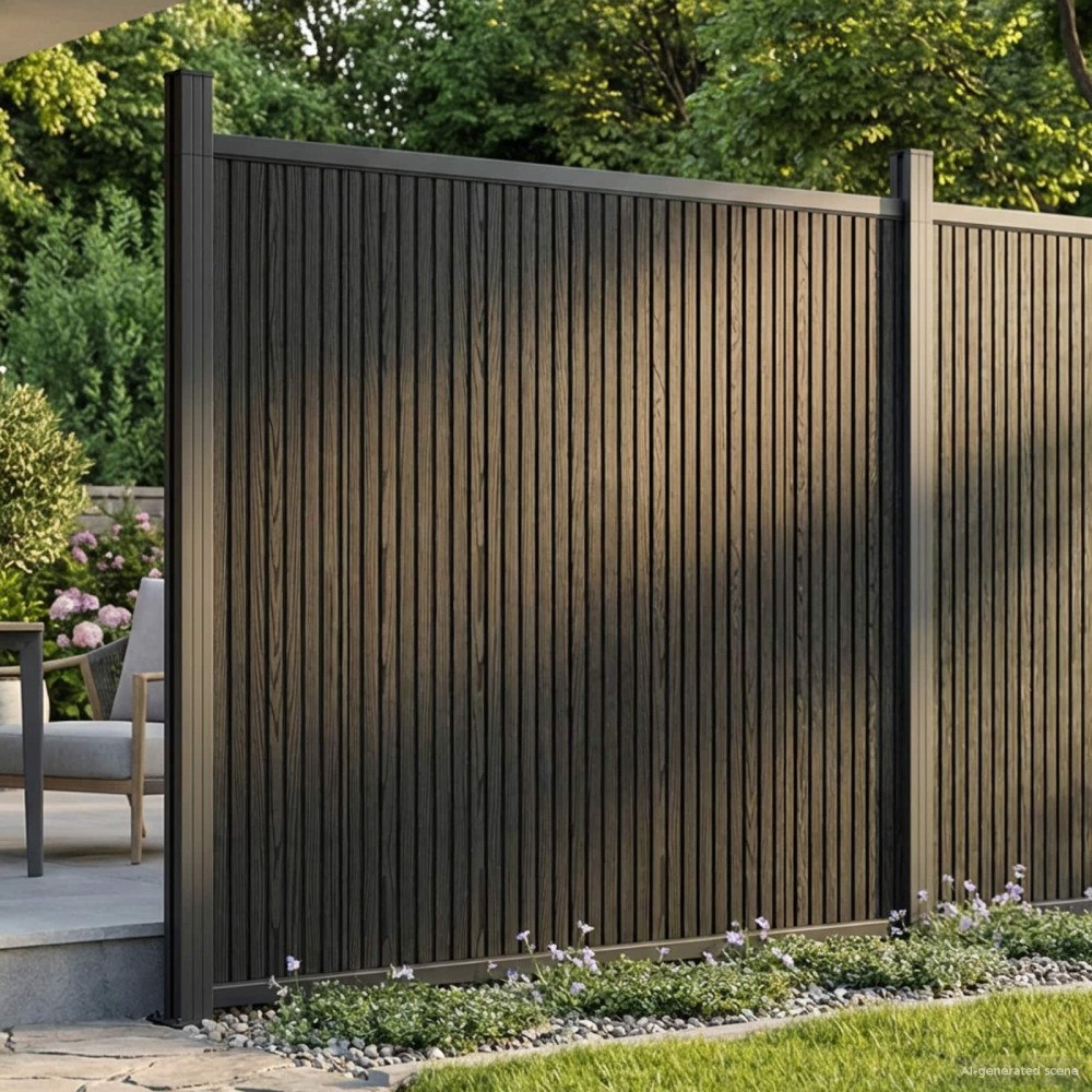 vidaXL Stängselpanel WPC och aluminium Svart