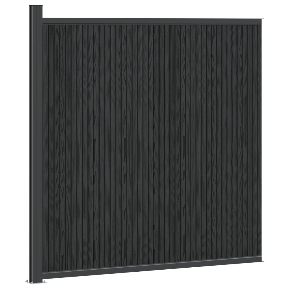 vidaXL Stängselpanel WPC och aluminium Svart