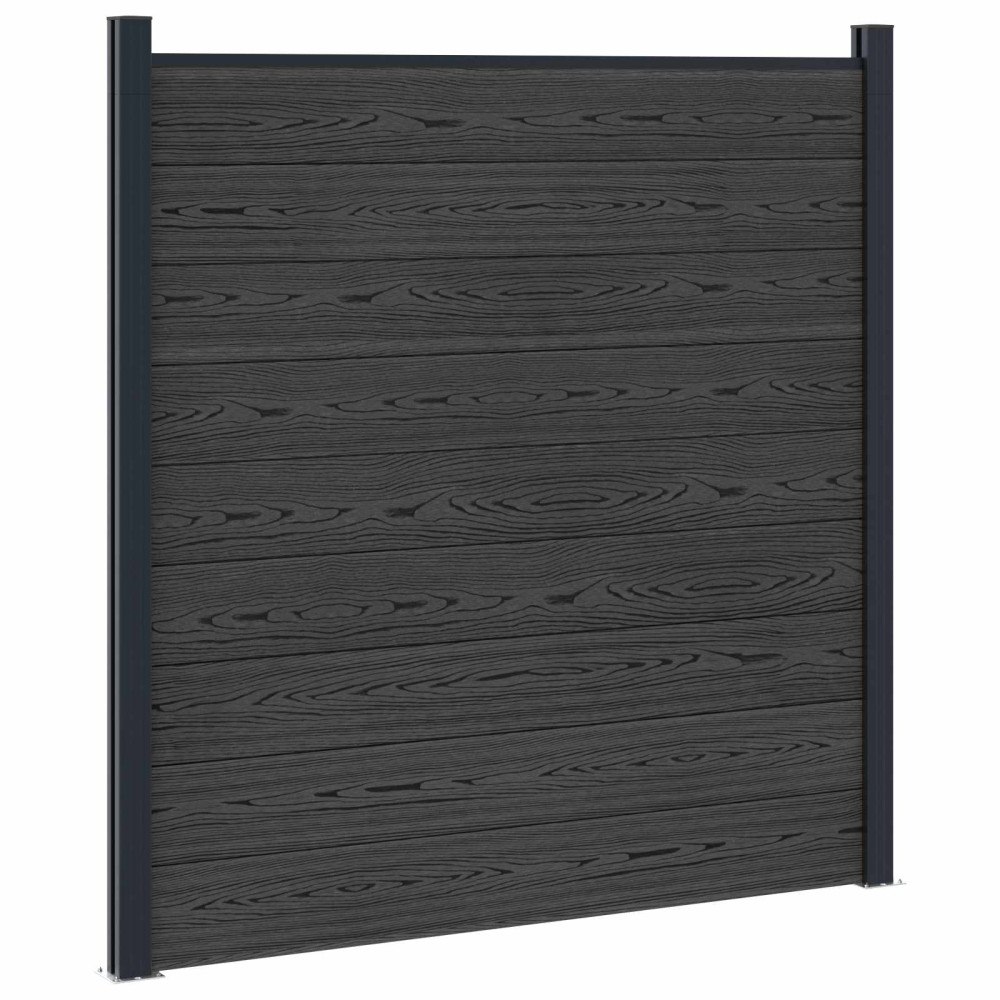 vidaXL Stängselpanel WPC och aluminium Svart