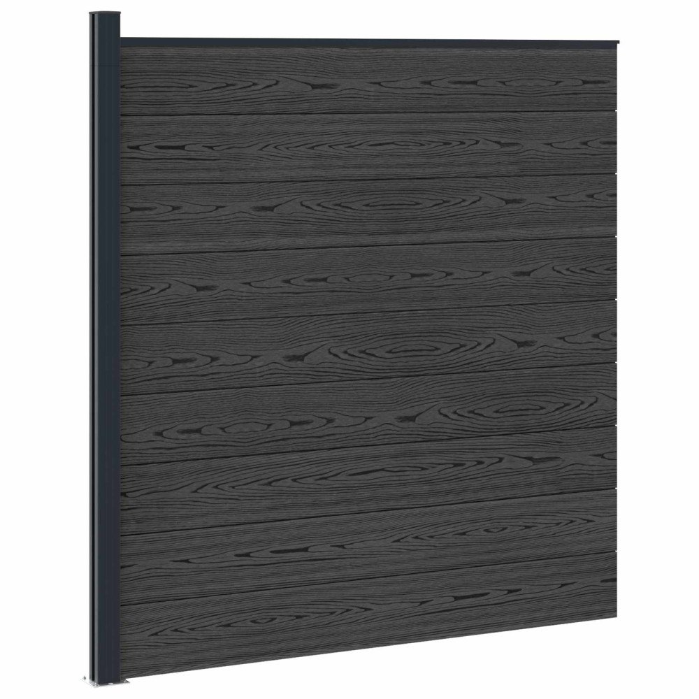 vidaXL Stängselpanel WPC och aluminium Svart