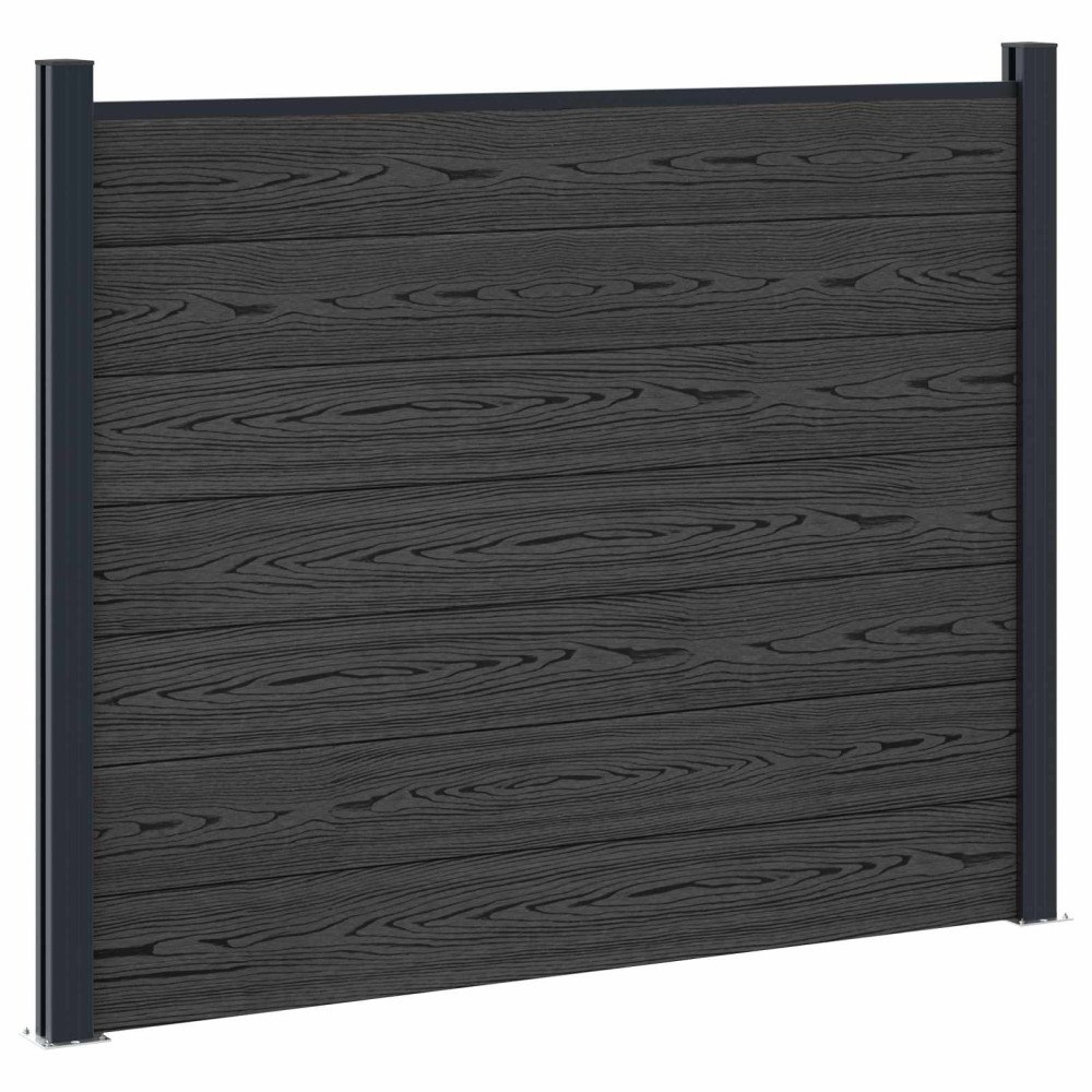 vidaXL Stängselpanel WPC och aluminium Svart
