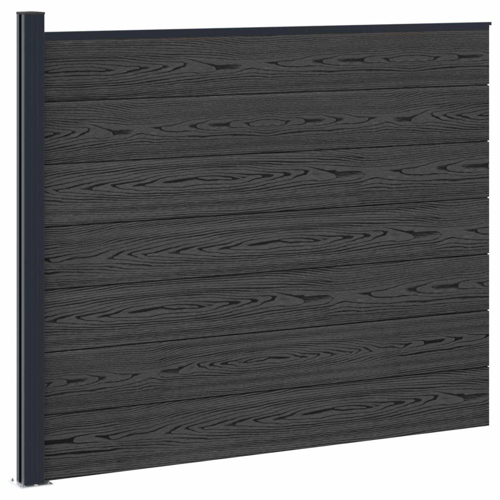 vidaXL Stängselpanel WPC och aluminium Svart
