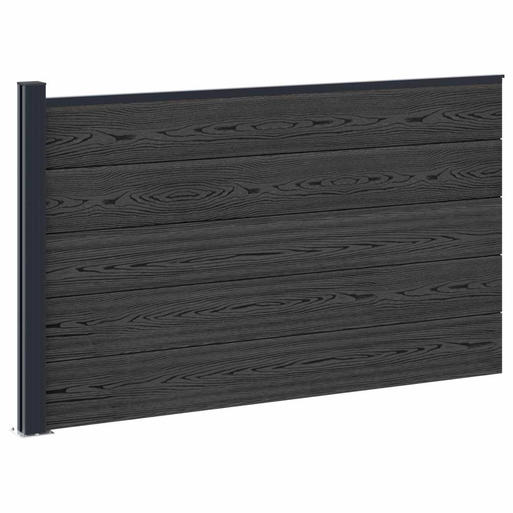 vidaXL Stängselpanel WPC och aluminium Svart
