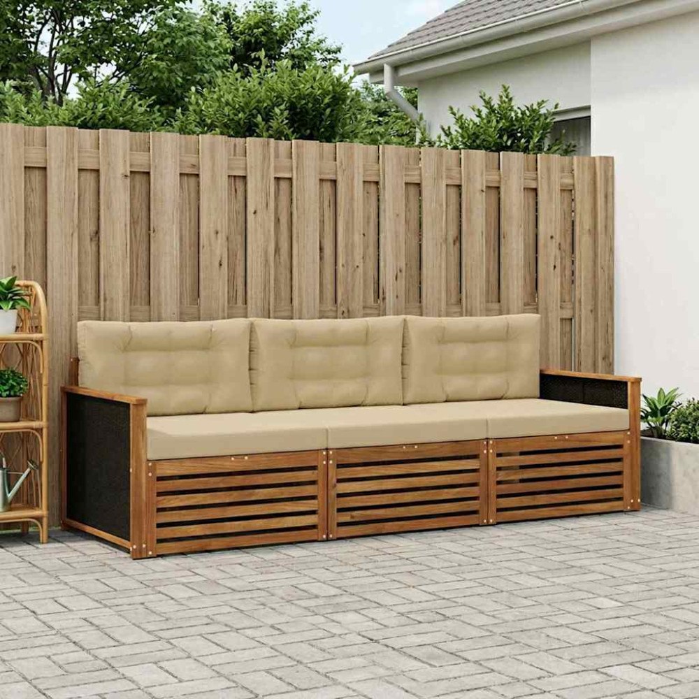 vidaXL Utomhussoffset 3 pcs Naturlig och Beige Polyester