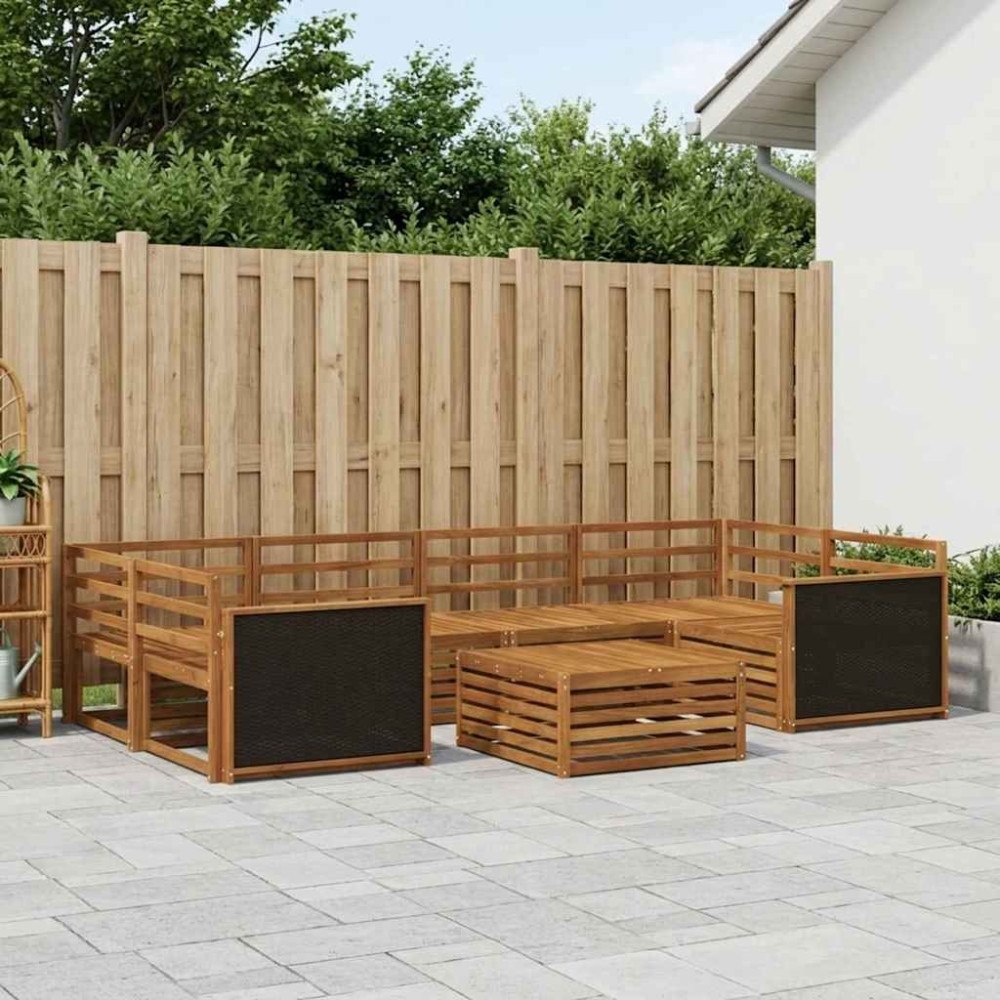 vidaXL Utomhussoffset 7 pcs Naturlig Massivt Akaciaträ