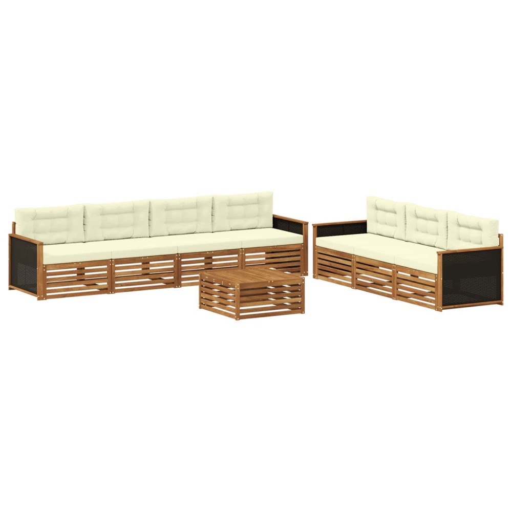 vidaXL Utomhussoffset 8 pcs Naturlig och Grädde 79 x 79 x 37 cm