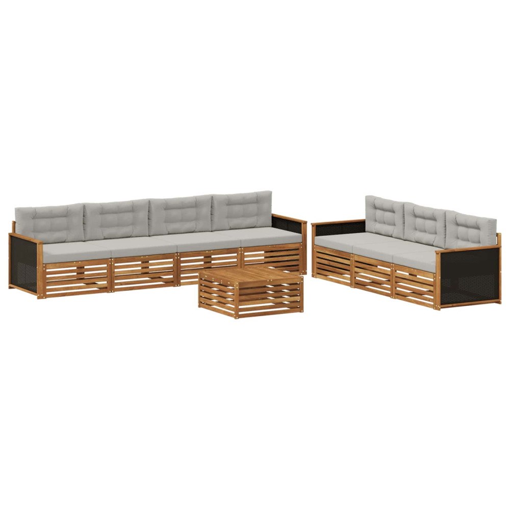 vidaXL Utomhussoffset 8 pcs Naturlig och ljusgrå 79 x 79 x 37 cm