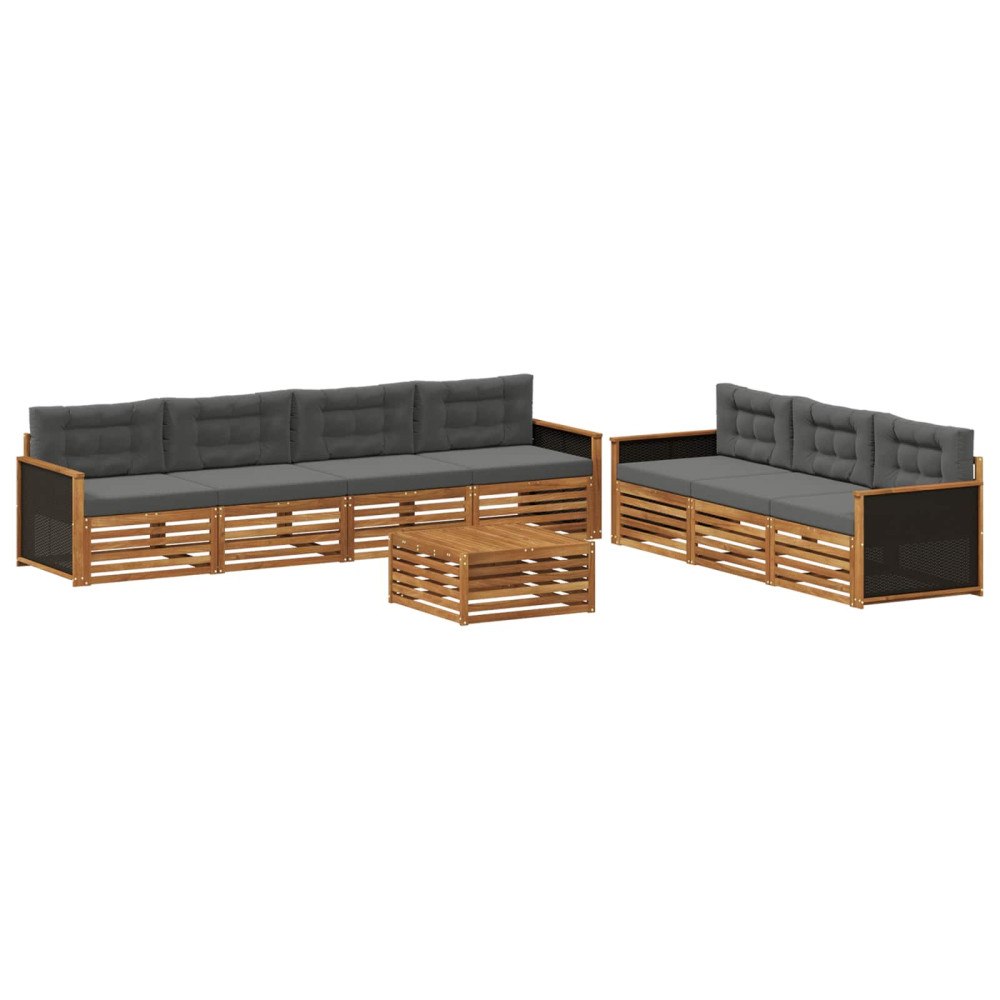 vidaXL Utomhussoffset 8 pcs Naturlig och Antracit 79 x 79 x 37 cm