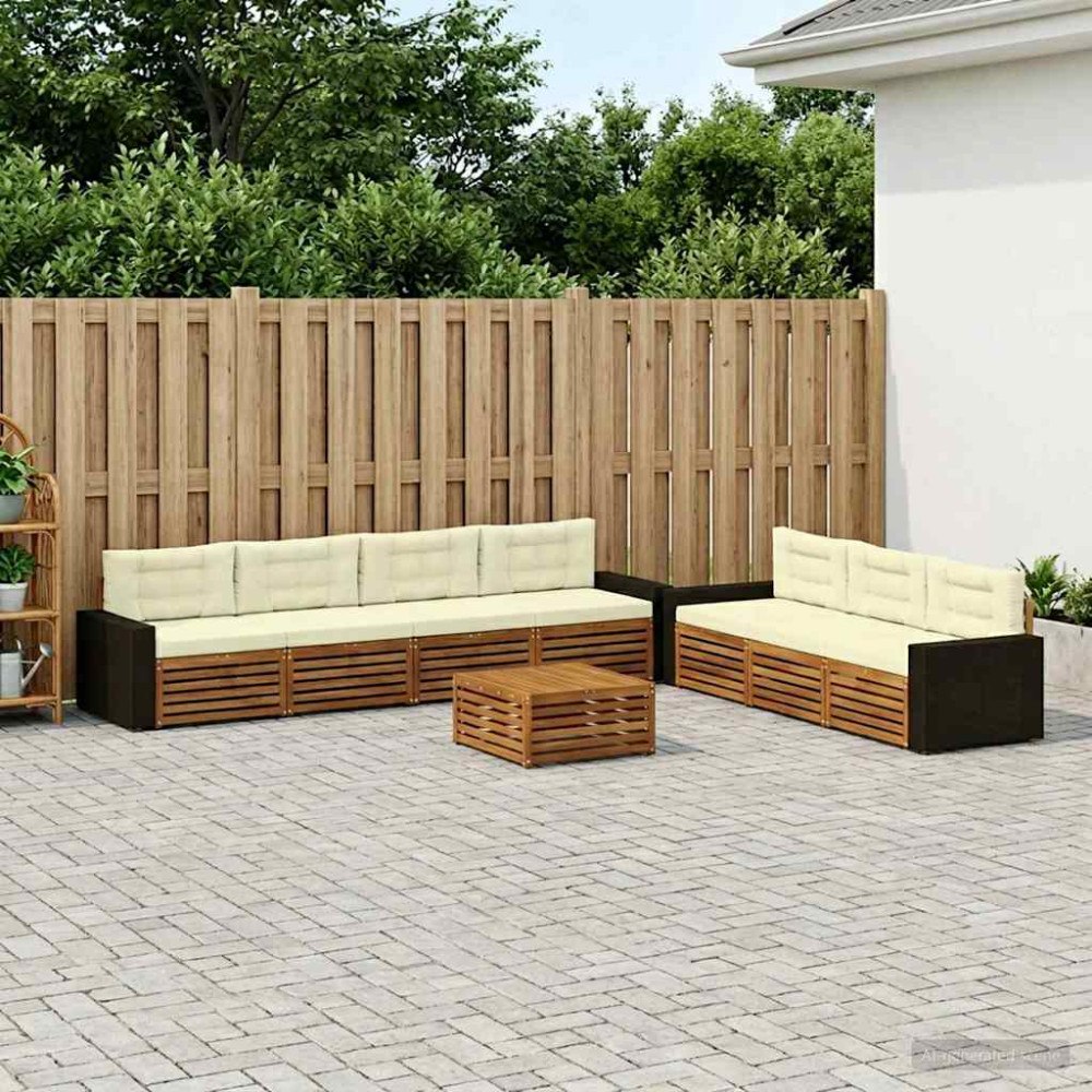 vidaXL Utomhussoffset 8 pcs Naturlig och Grädde 79 x 79 x 37 cm