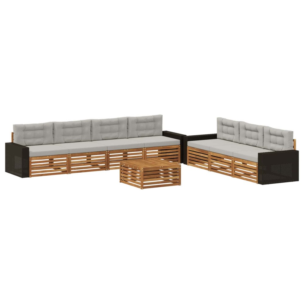 vidaXL Utomhussoffset 8 pcs Naturlig och ljusgrå 79 x 79 x 37 cm