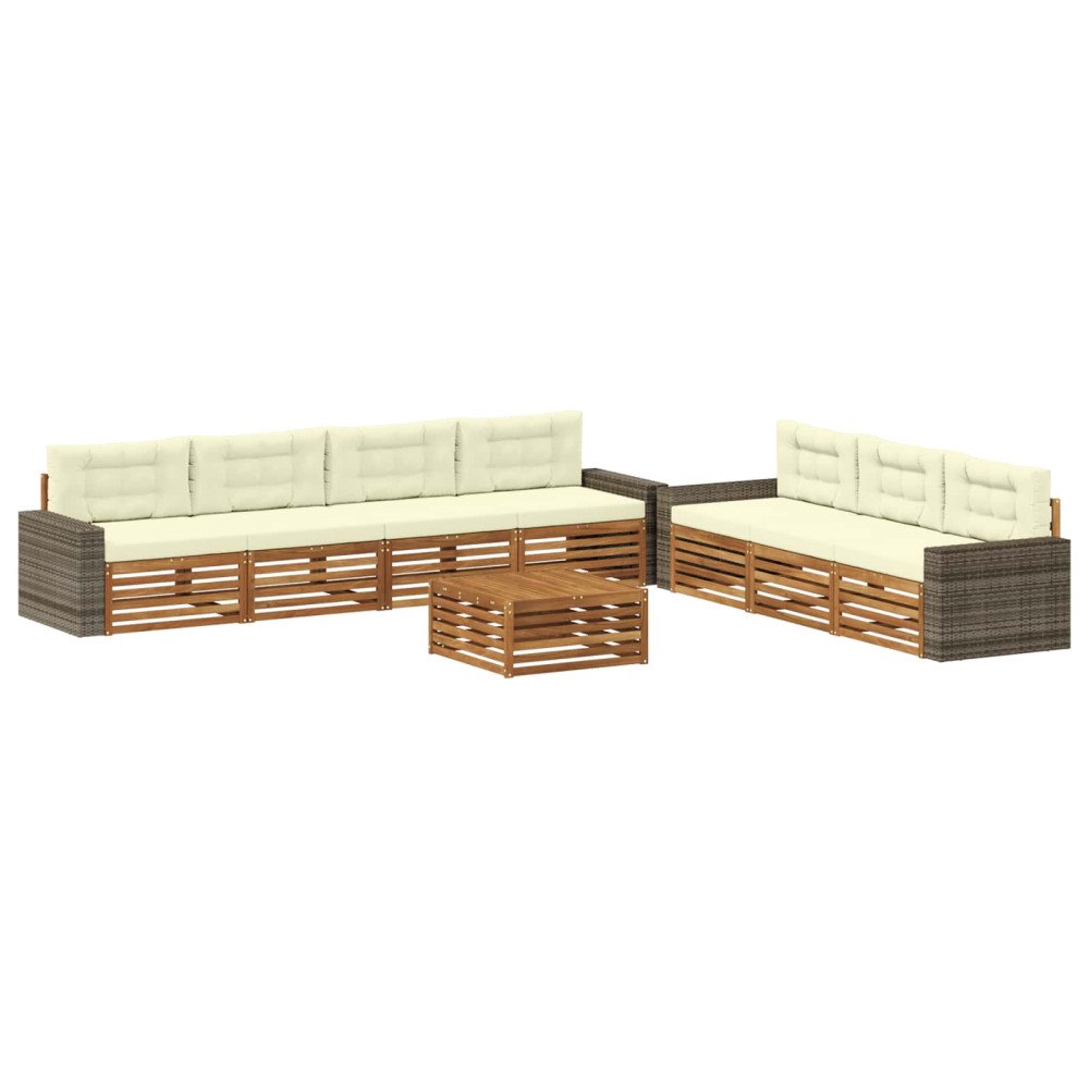 vidaXL Utomhussoffset 8 pcs Naturlig och Grädde 79 x 79 x 37 cm