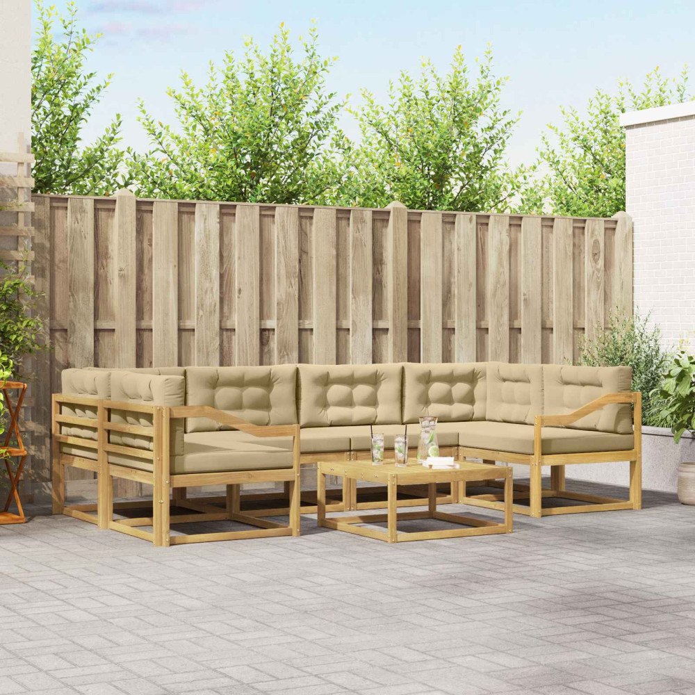 vidaXL Utomhussoffset med kudde 5 pcs Vit och Beige
