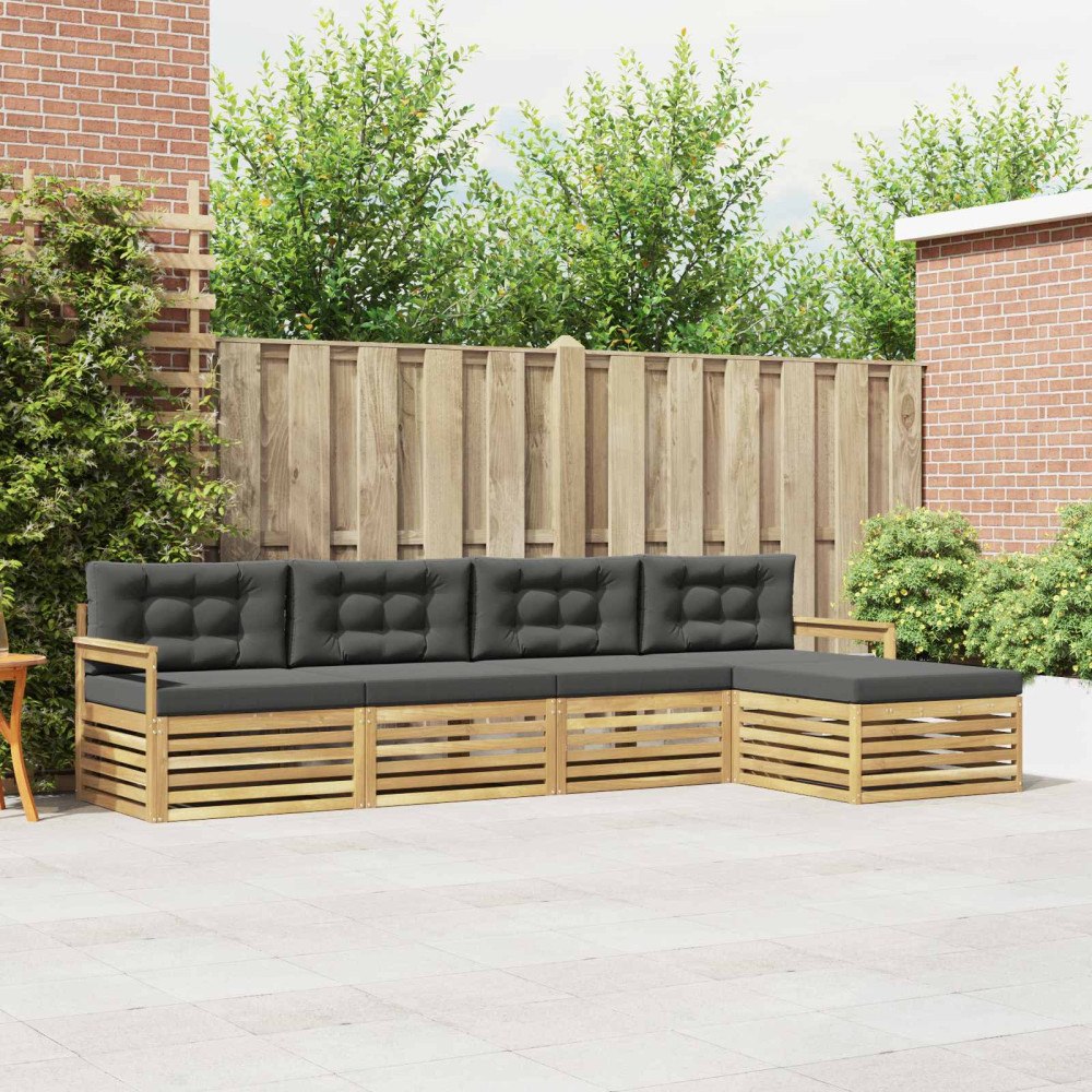 vidaXL Utomhussoffset med kudde 5 pcs Vit och antracit Polyester