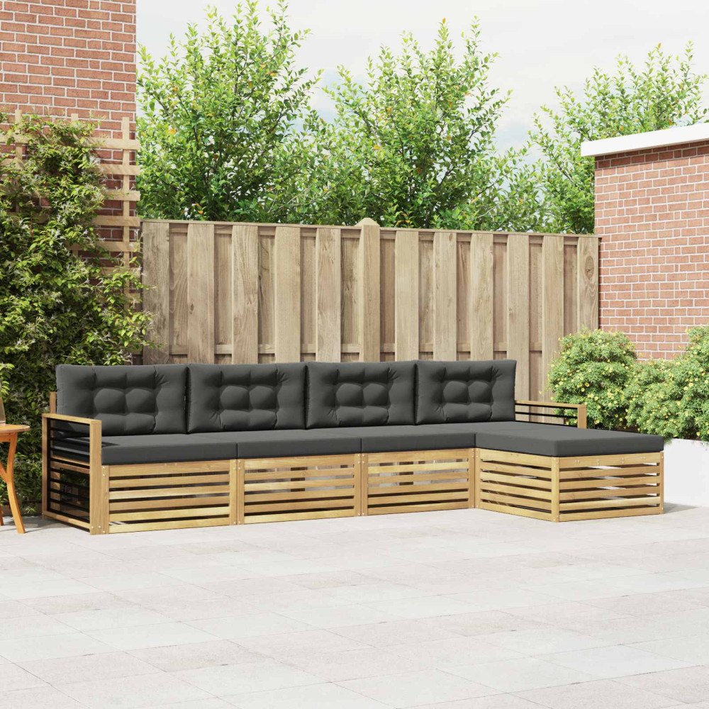 vidaXL Utomhussoffset med kudde 5 pcs Vit och antracit Polyester