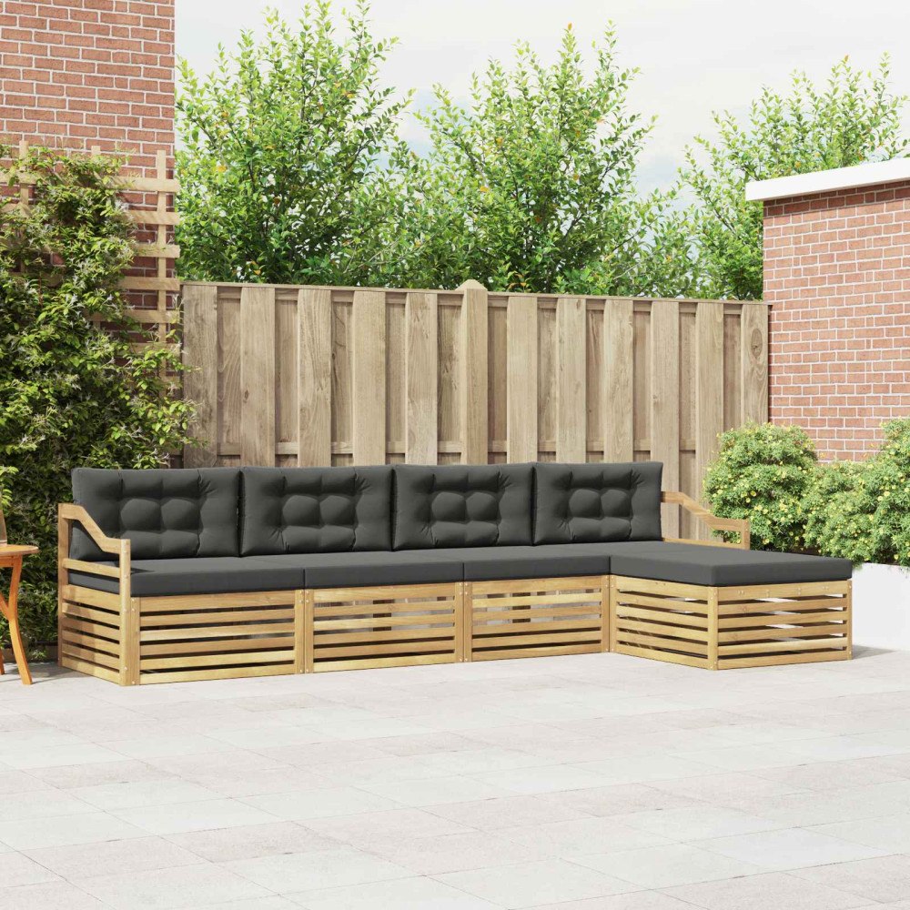 vidaXL Utomhussoffset med kudde 5 pcs Vit och antracit Polyester