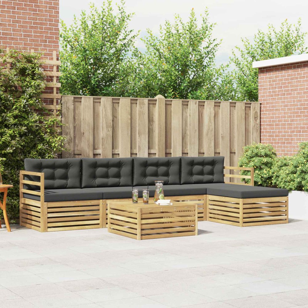 vidaXL Utomhussoffset 6 pcs Vit och antracit 79 x 79 x 37 cm Polyester