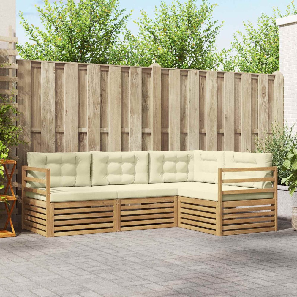vidaXL Utomhussoffset 4 pcs Vit och grädde 245,5 x 166,5 x 73 cm