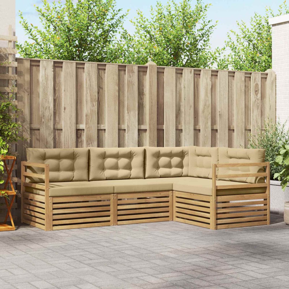 vidaXL Utomhussoffset 4 pcs Vit och Beige 245,5 x 166,5 x 73 cm