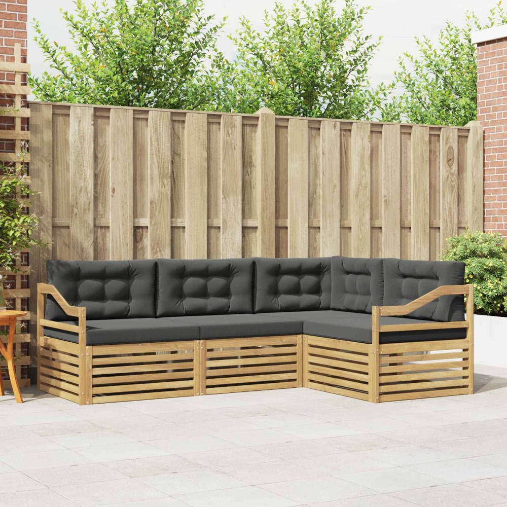 vidaXL Utomhussoffset 4 pcs Vit och antracit 245,5 x 166,5 x 73 cm