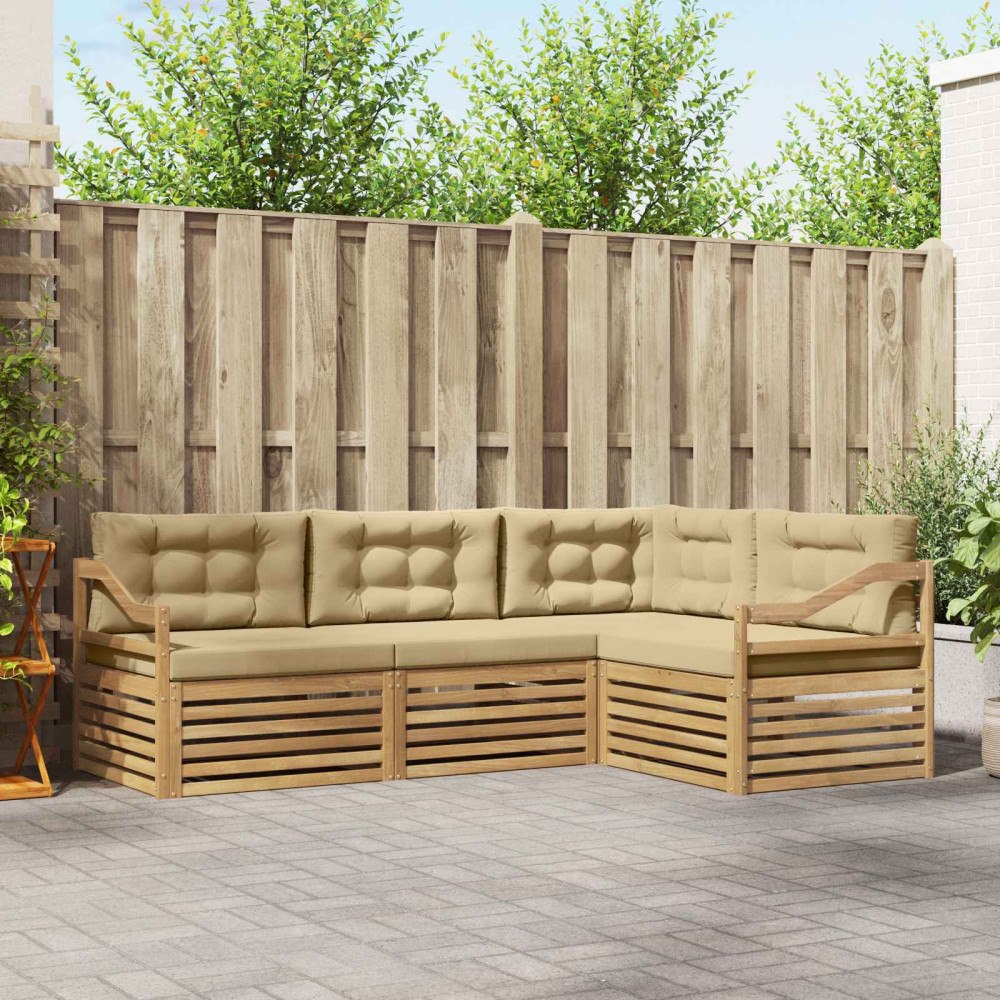 vidaXL Utomhussoffset 4 pcs Vit och Beige 245,5 x 166,5 x 73 cm