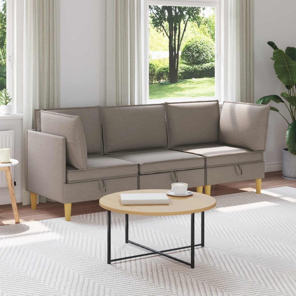 vidaXL Modulsoffor med förvaring 3 pcs Taupe Tyg