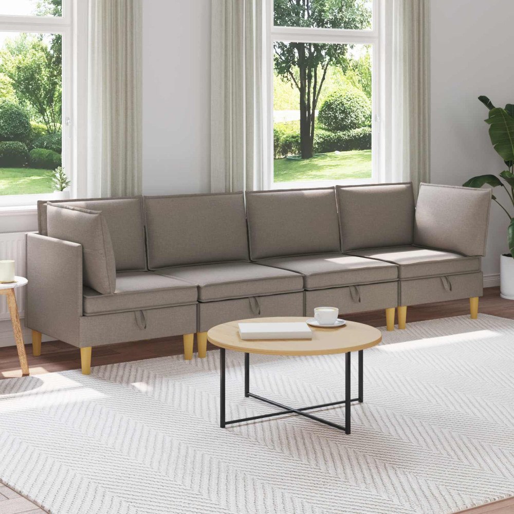 vidaXL Modulsoffor med förvaring 4 pcs Taupe Tyg