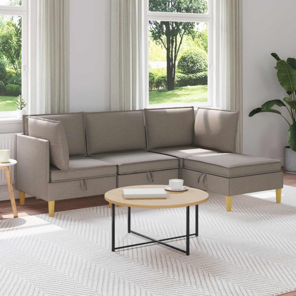 vidaXL Modulsoffor med förvaring 4 pcs Taupe Tyg