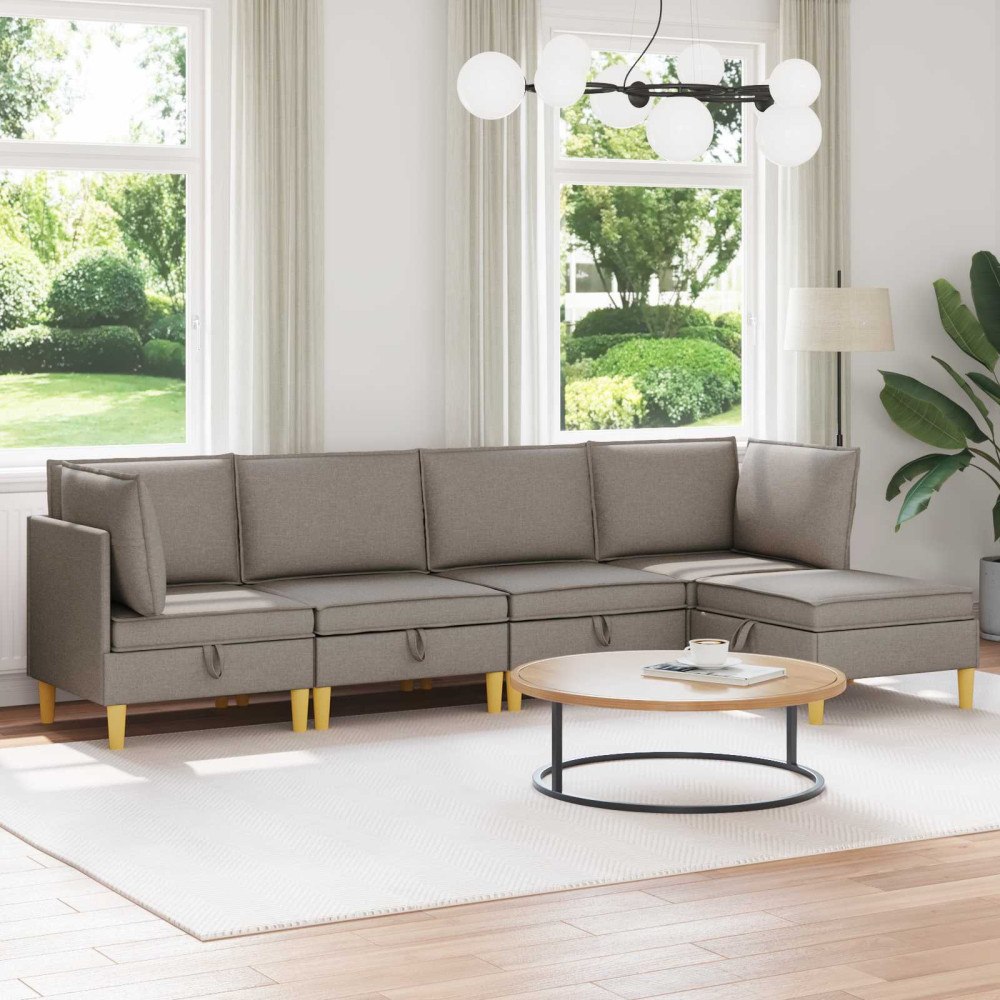 vidaXL Modulsoffor med förvaring 5 pcs Taupe Tyg