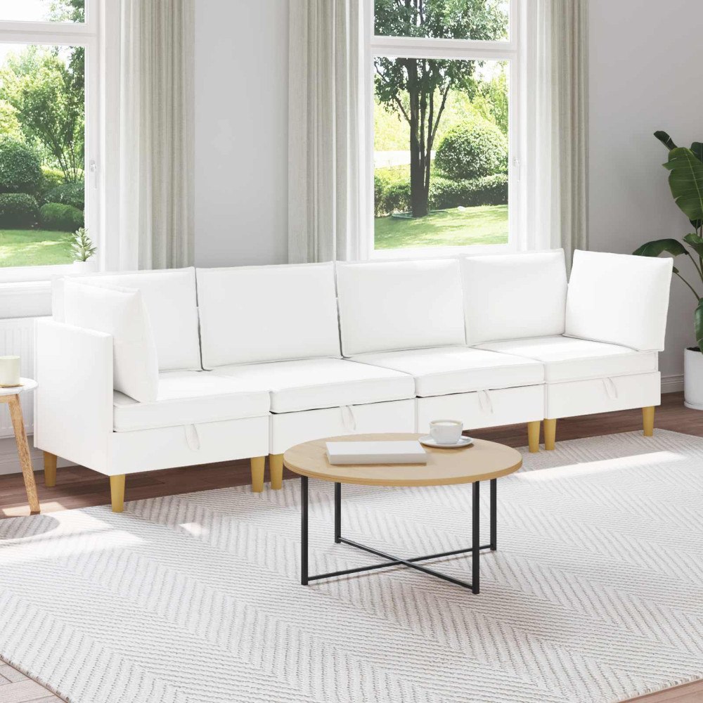 vidaXL Modulsoffor med förvaring 4 pcs Vit Tyg