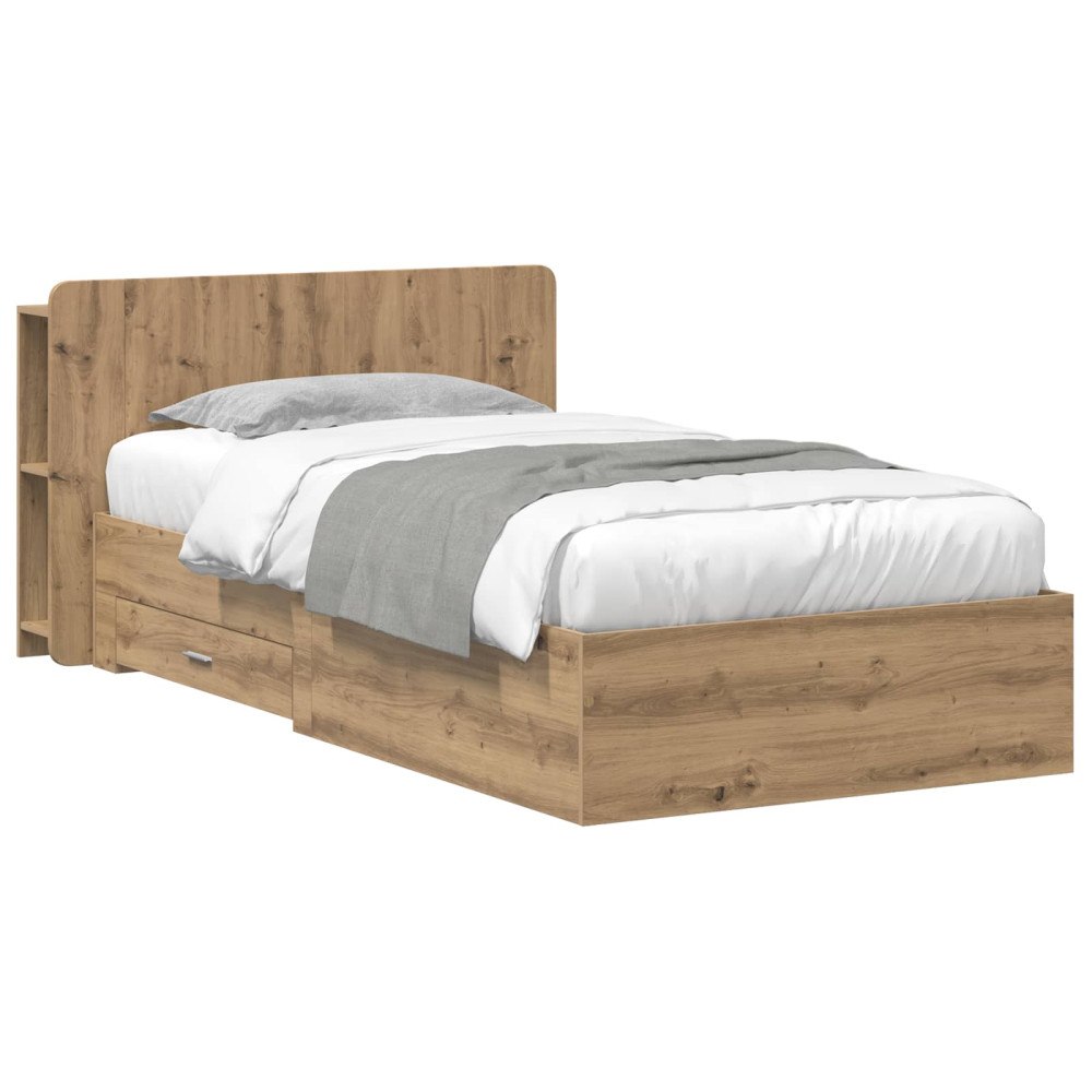 vidaXL Sängram med förvaring Artisan-ek 80 x 200 cm Konstruerat trä