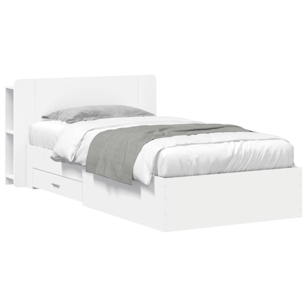 vidaXL Sängram med förvaring Vit 80 x 200 cm Konstruerat trä