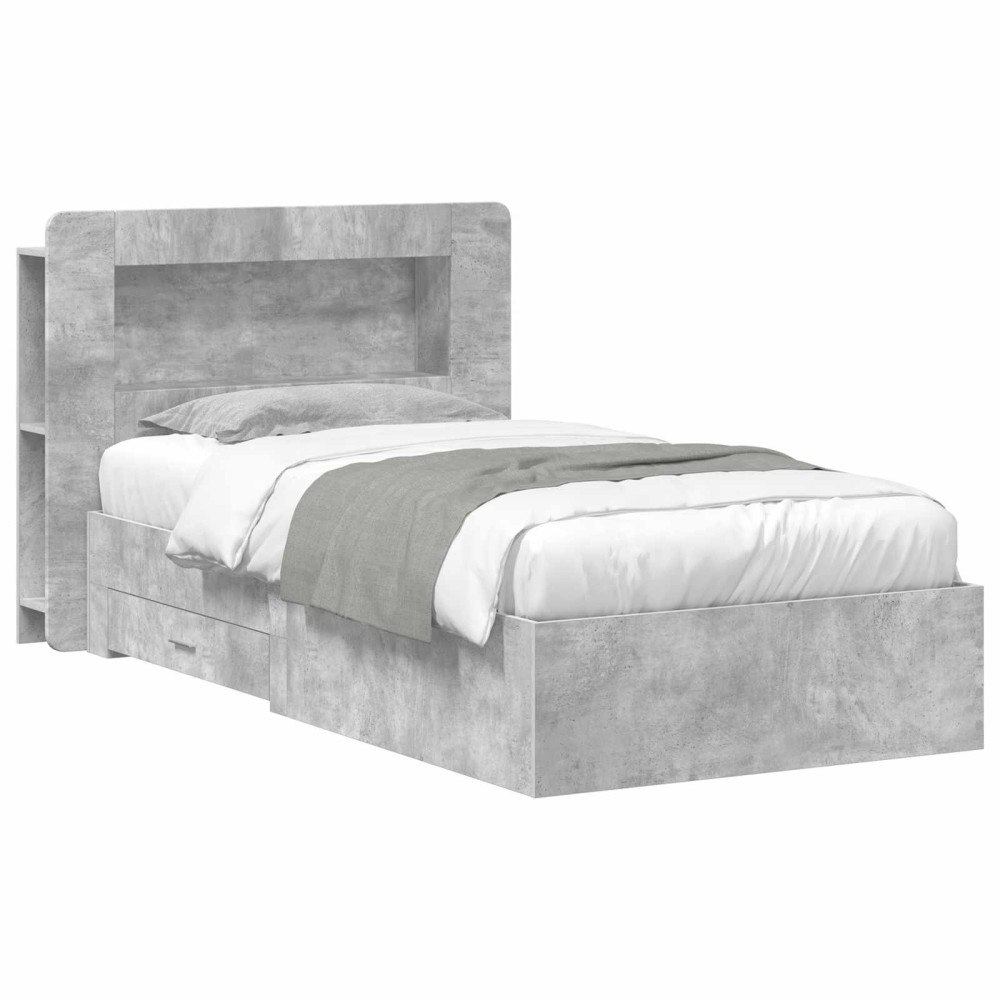 vidaXL Sängram med förvaring Betonggrå 80 x 200 cm Konstruerat trä
