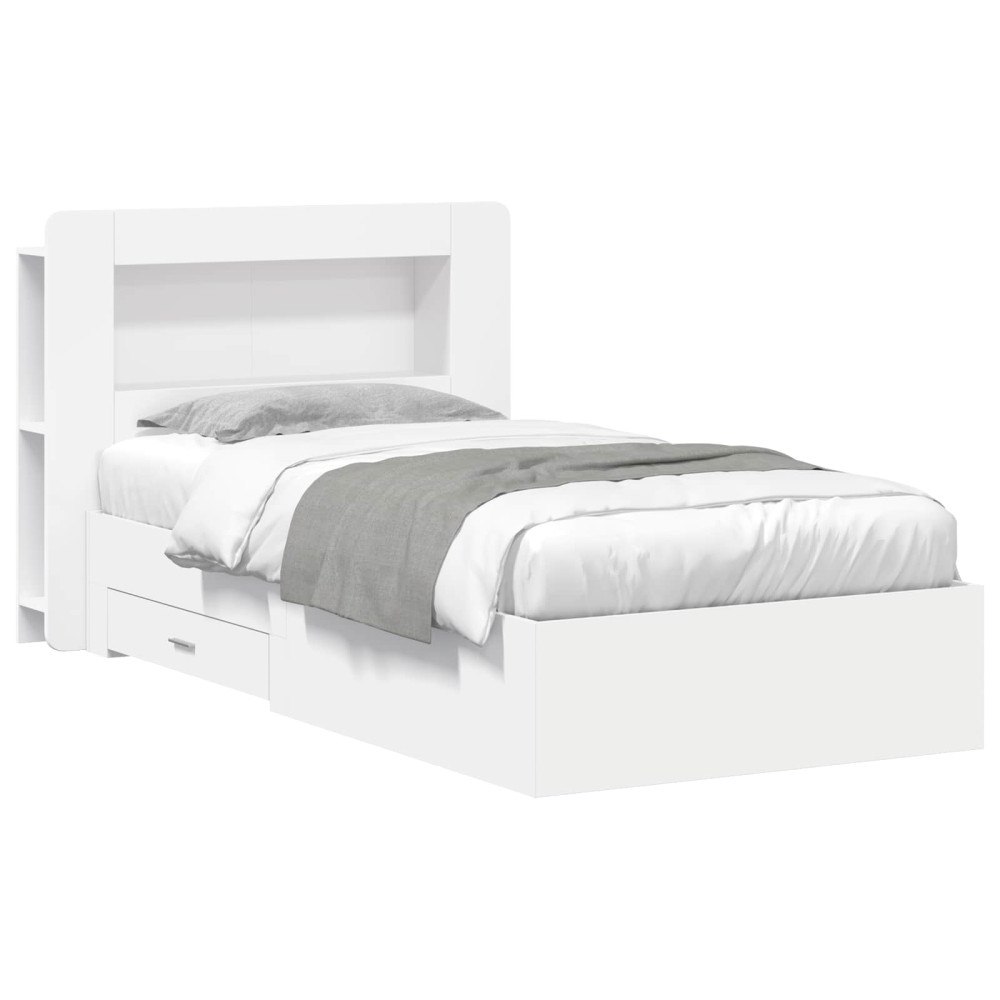 vidaXL Sängram med förvaring Vit 80 x 200 cm Konstruerat trä