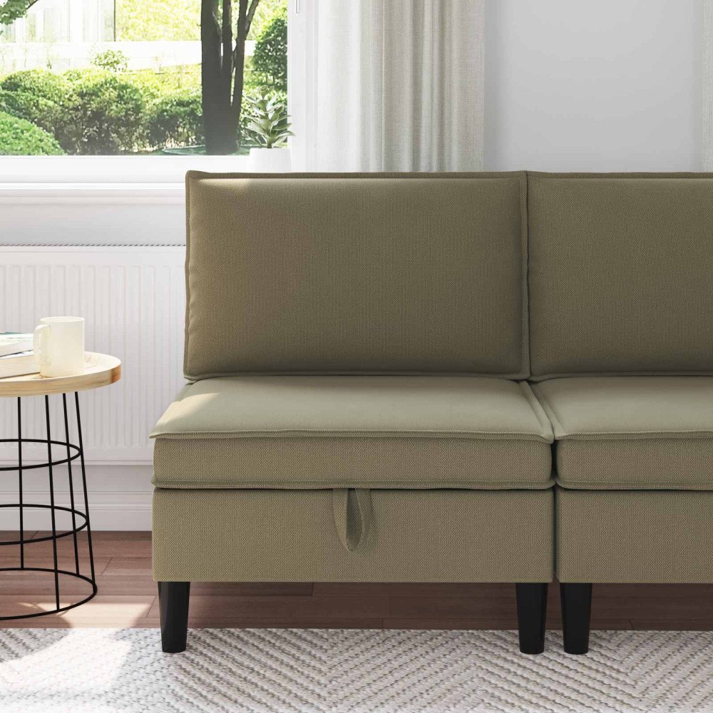 vidaXL Mittensoffa med Förvaring Kaki Sammet