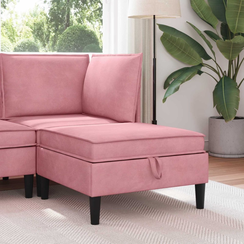vidaXL Soffpuff med förvaring Rosa Sammet