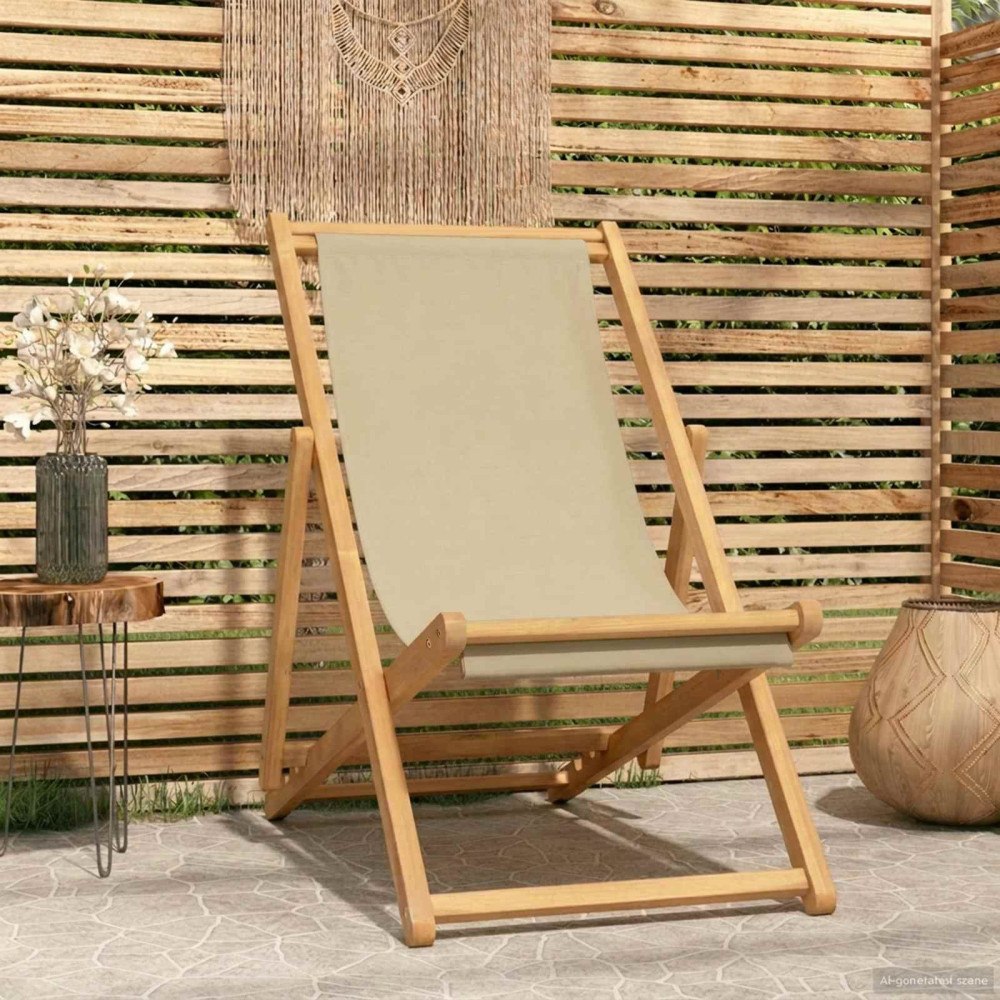 vidaXL Strandstol Beige Massivt teakträ