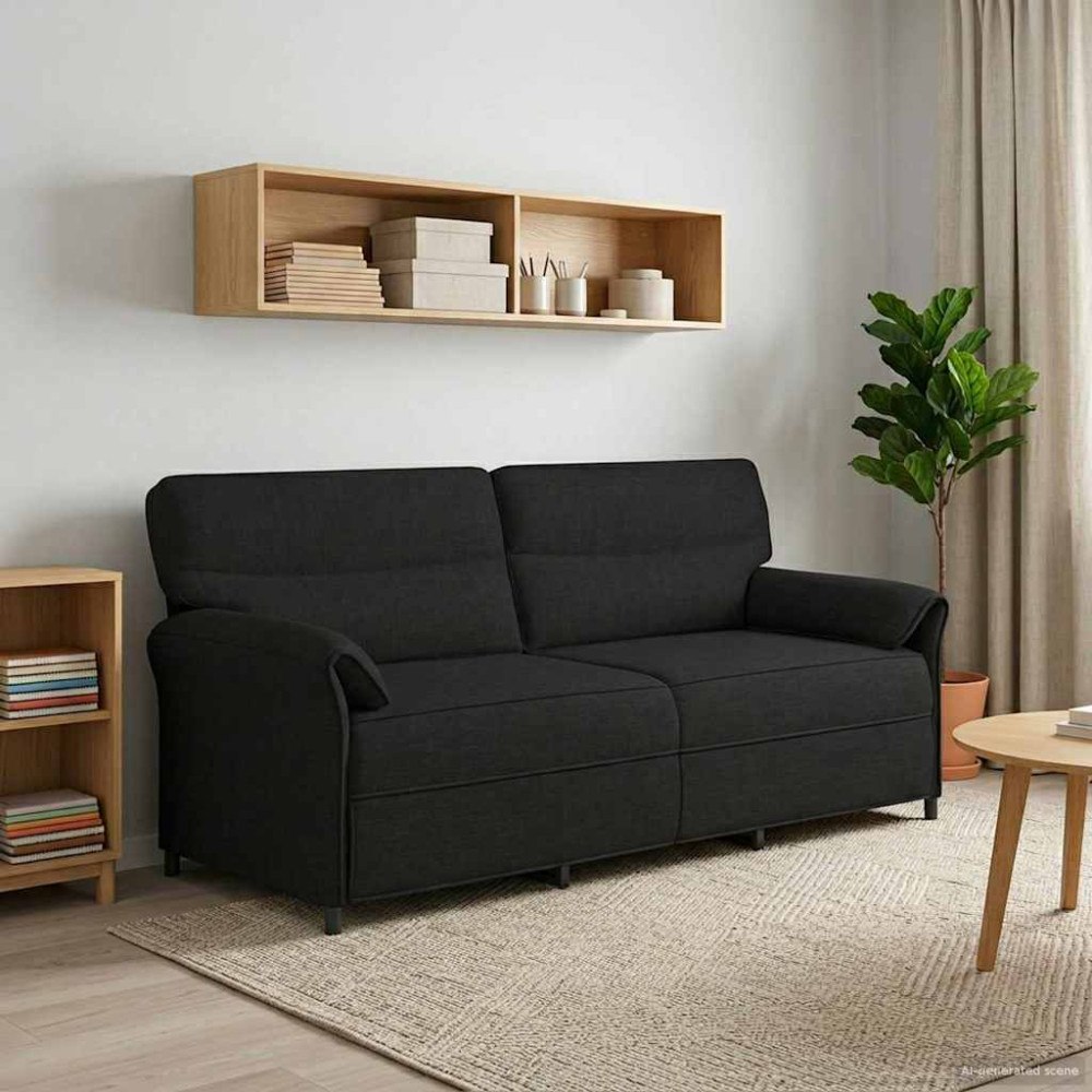 vidaXL 3-Sits soffa Svart 198 x 83 x 95 cm Tyg