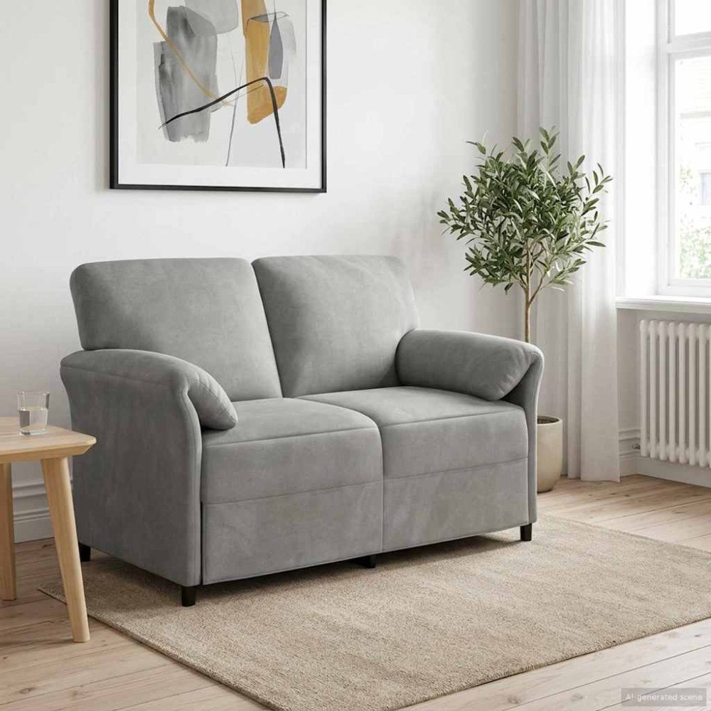 vidaXL 2-sits soffa Ljusgrå 138 x 83 x 95 cm Sammet