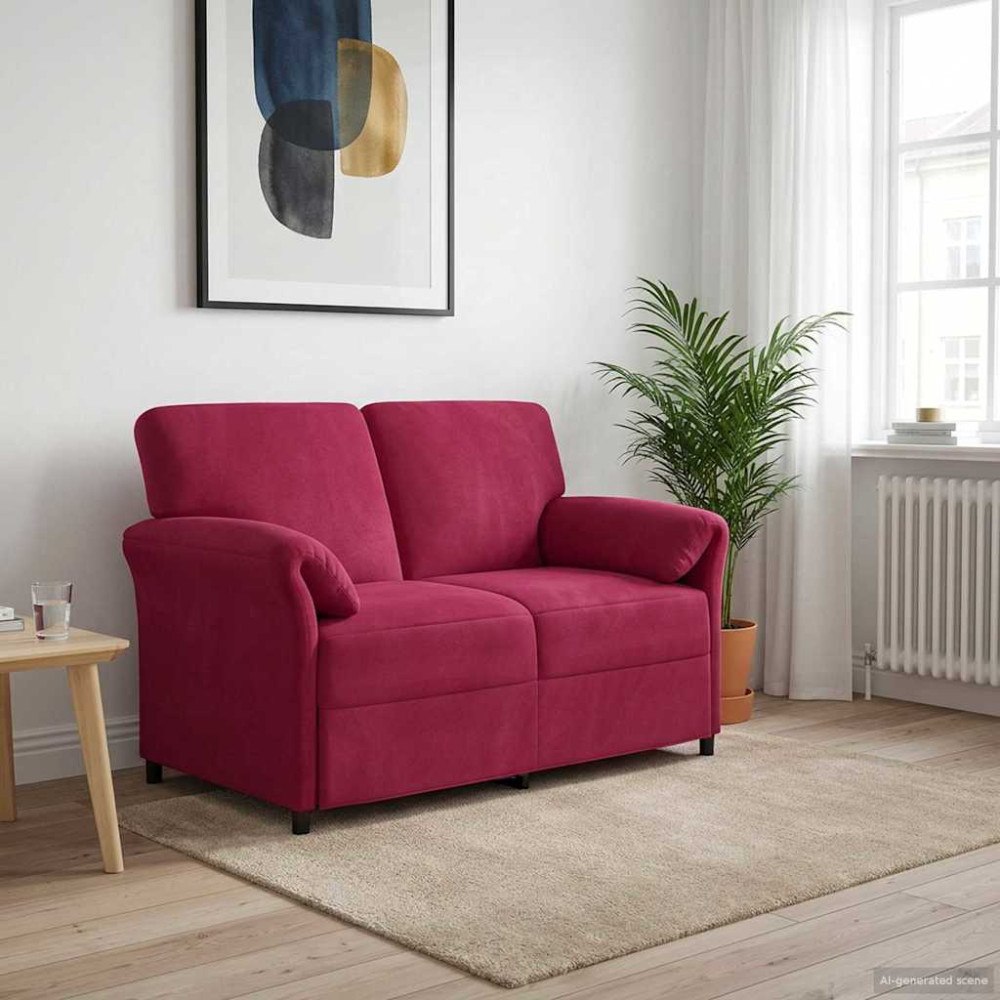vidaXL 2-sits soffa Vinröd 138 x 83 x 95 cm Sammet
