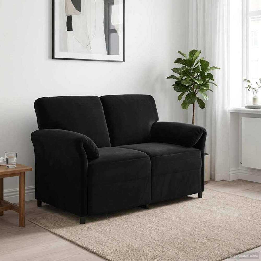 vidaXL 2-sits soffa Svart 138 x 83 x 95 cm Sammet