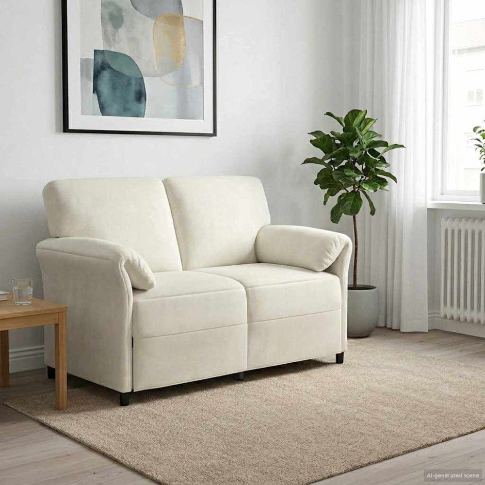 vidaXL 2-sits soffa Gräddvit 138 x 83 x 95 cm Sammet