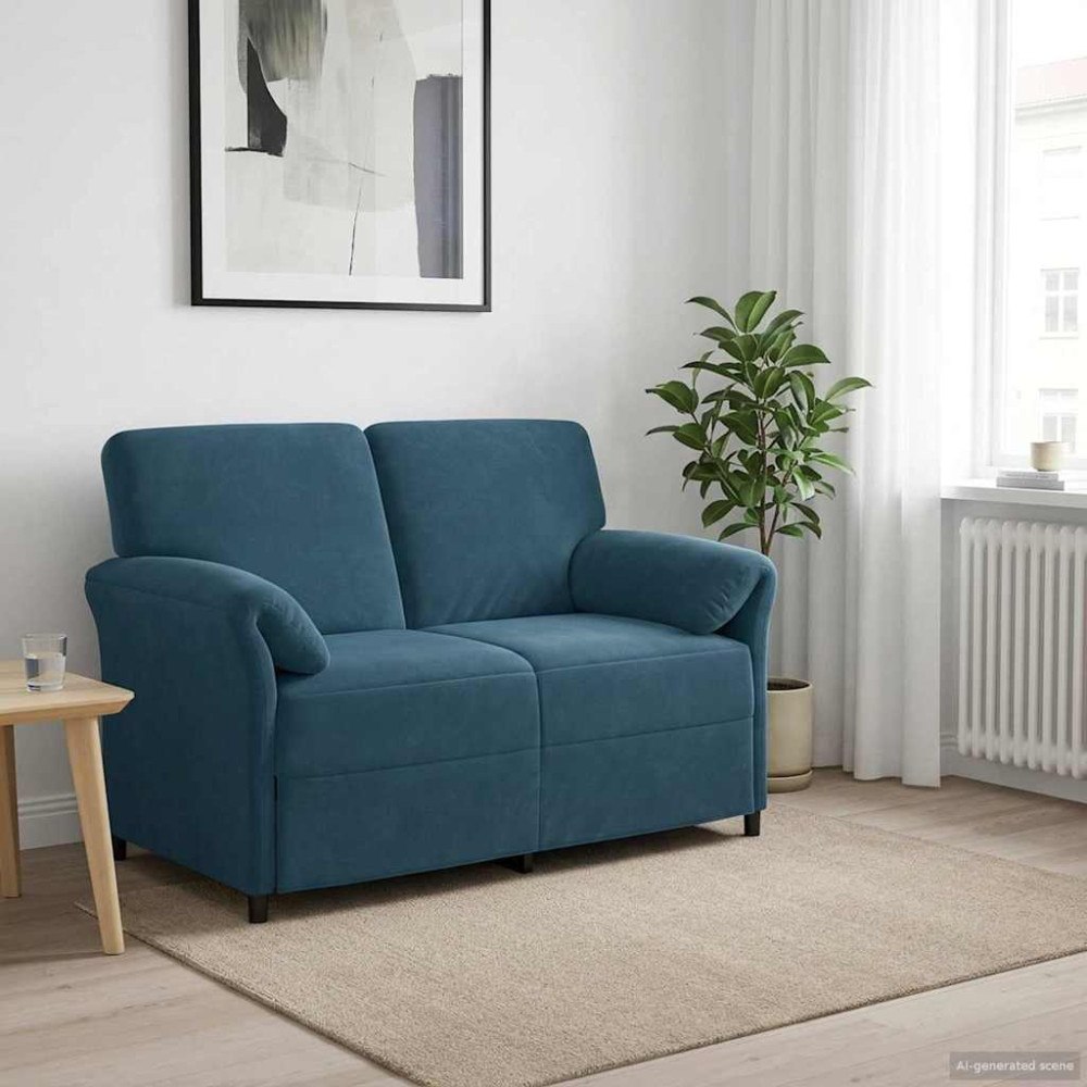 vidaXL 2-sits soffa Blå 138 x 83 x 95 cm Sammet