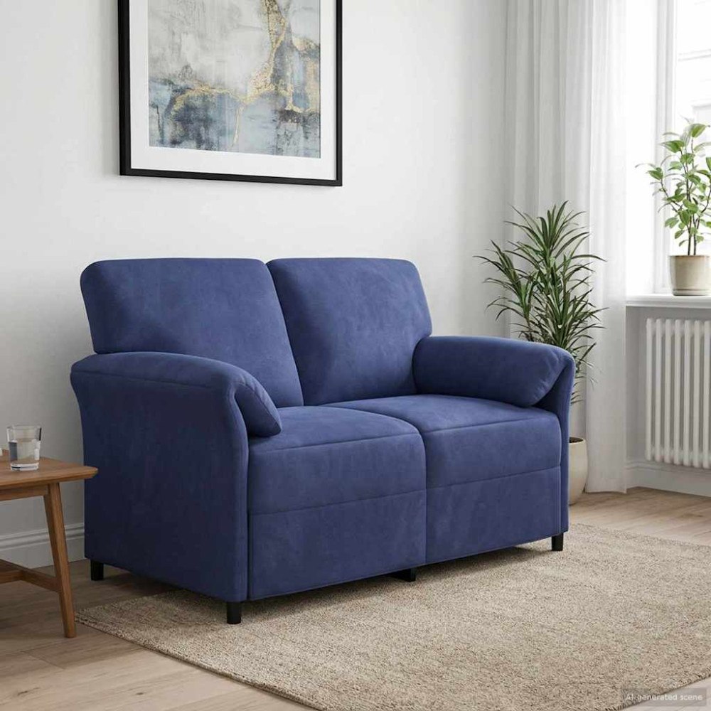 vidaXL 2-sits soffa Polisblå 138 x 83 x 95 cm Sammet