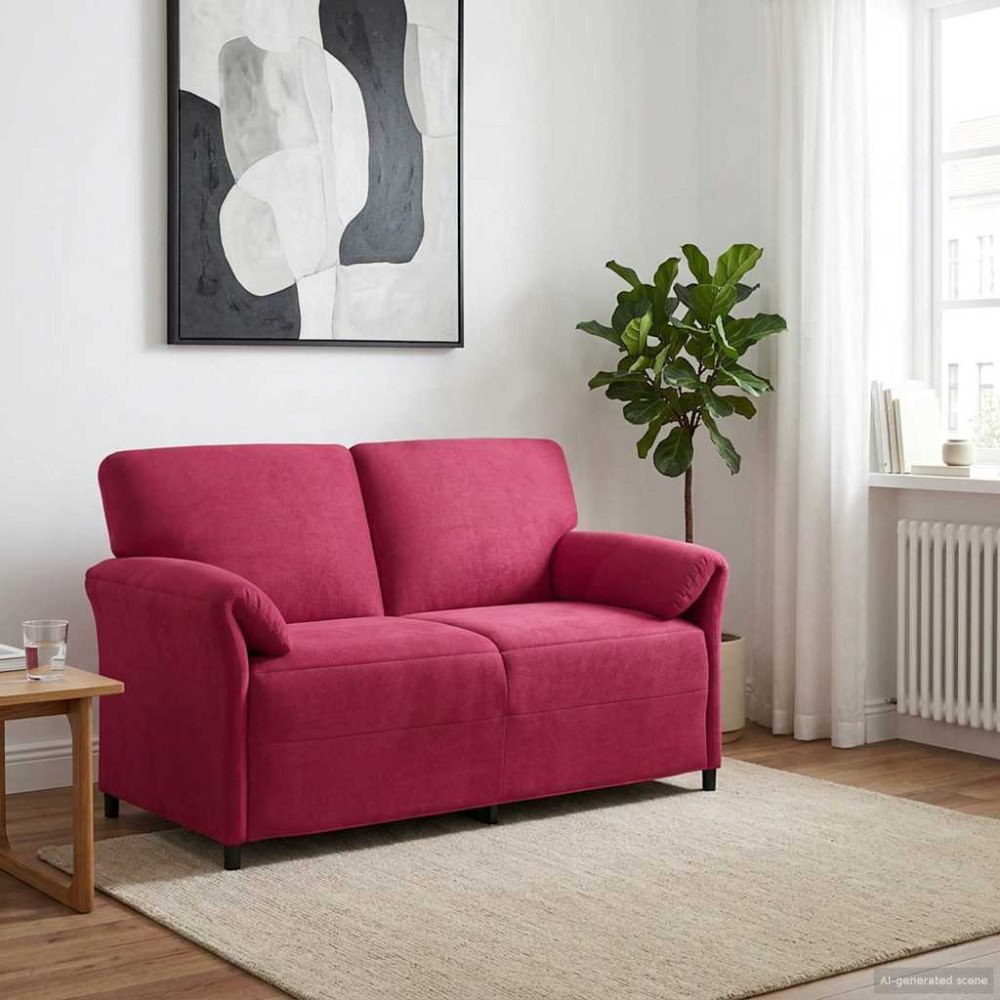 vidaXL 2-sits soffa Vinröd 158 x 83 x 95 cm Sammet