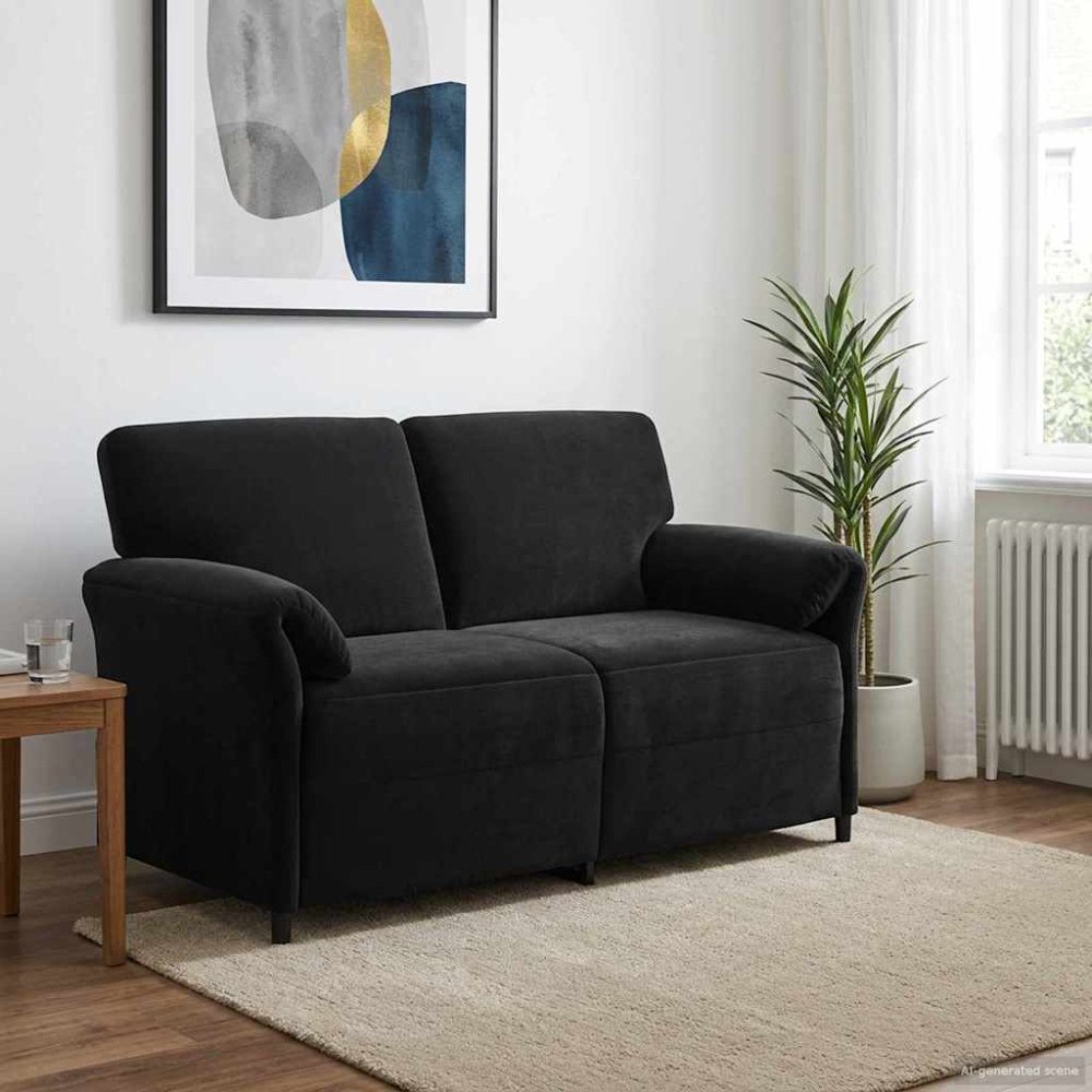 vidaXL 2-sits soffa Svart 158 x 83 x 95 cm Sammet
