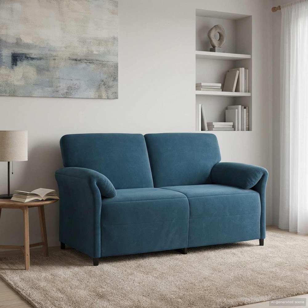 vidaXL 2-sits soffa Blå 158 x 83 x 95 cm Sammet
