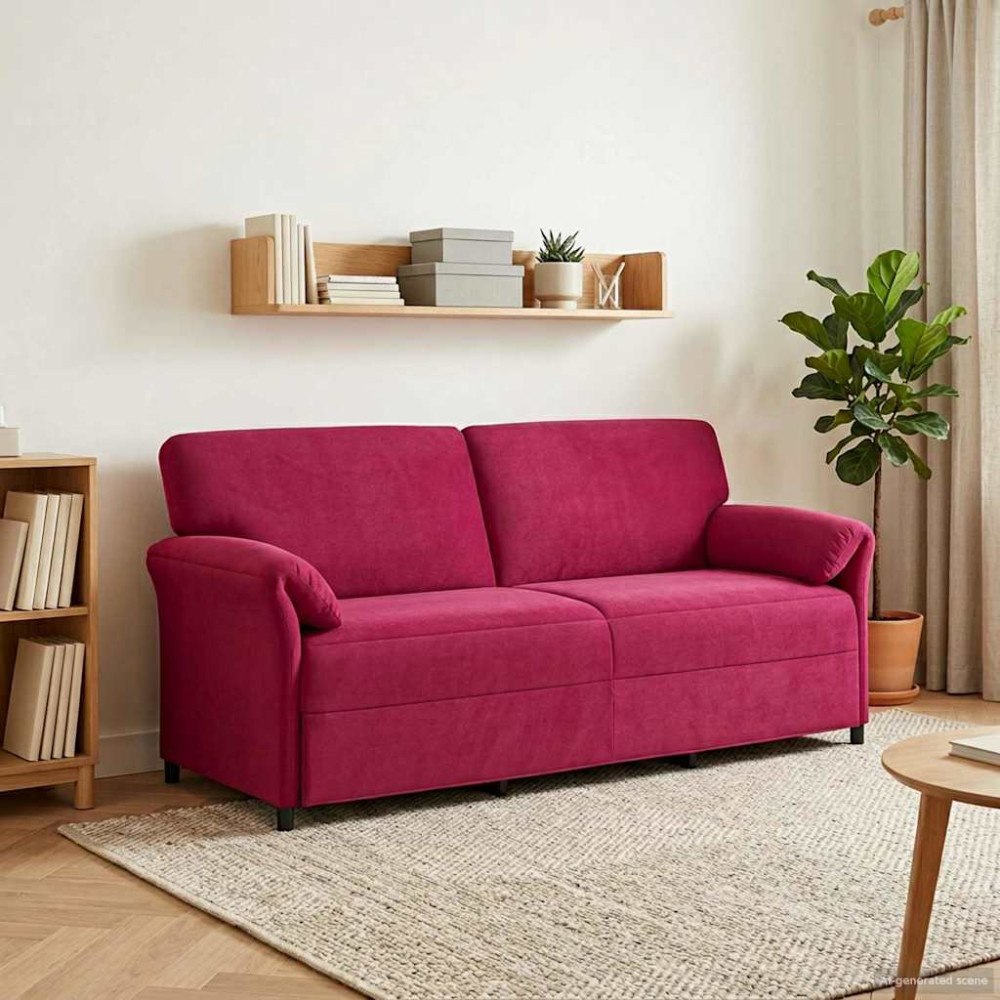 vidaXL 3-Sits soffa Vinröd 198 x 83 x 95 cm Sammet