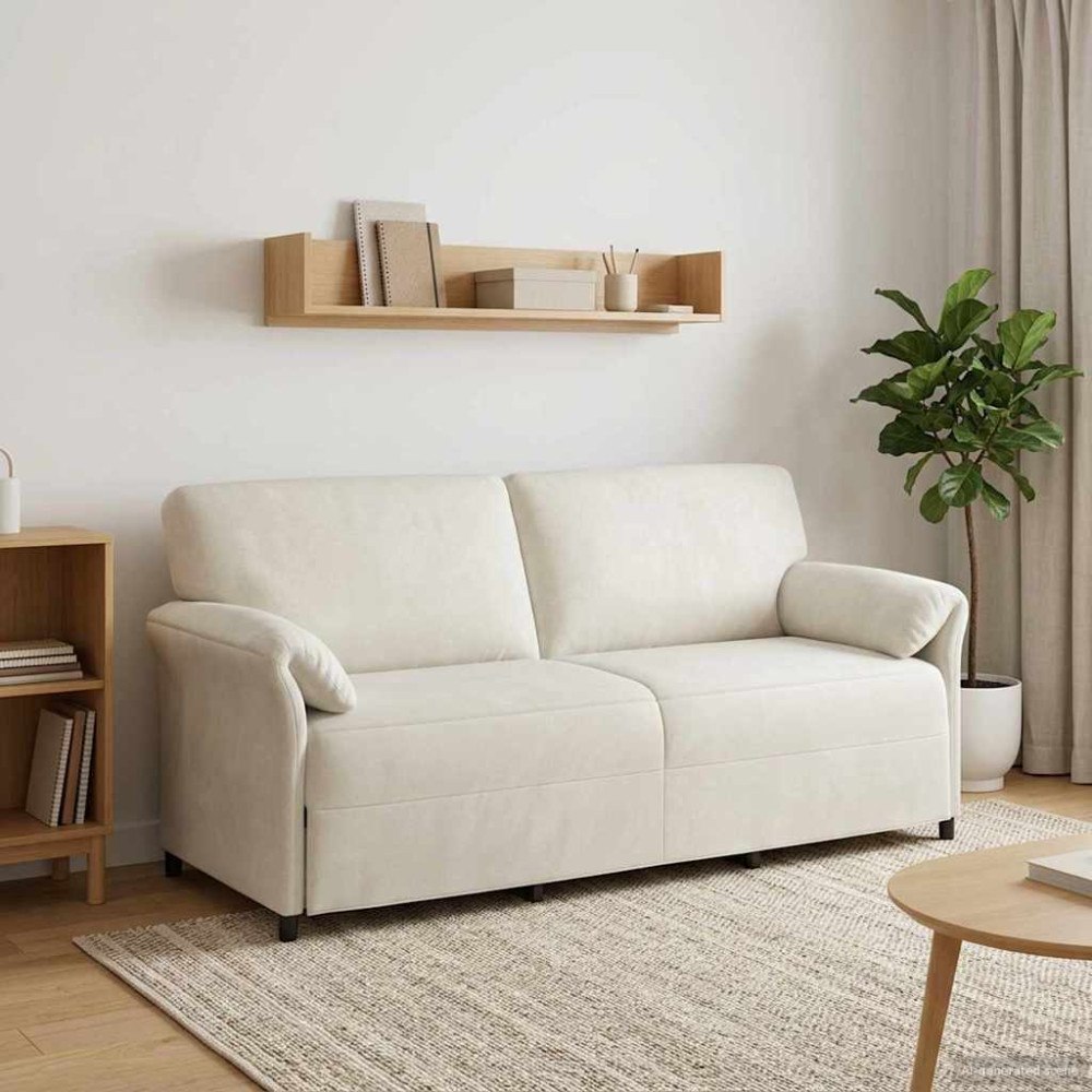 vidaXL 3-Sits soffa Gräddvit 198 x 83 x 95 cm Sammet